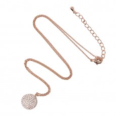 NK-Disc Sparkly Necklace-Rose Gold